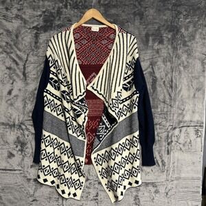 Spoiled Angel Women's Medium Tribal Aztec Print Open Front Cardigan Acrylic